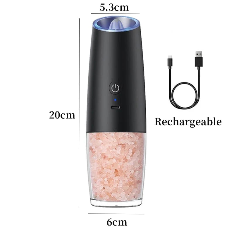 Gravity Induction Electric Salt and Pepper Grinder Set with USB Charging - Premium Kitchen Spice Shakers and Seasoning Bottles