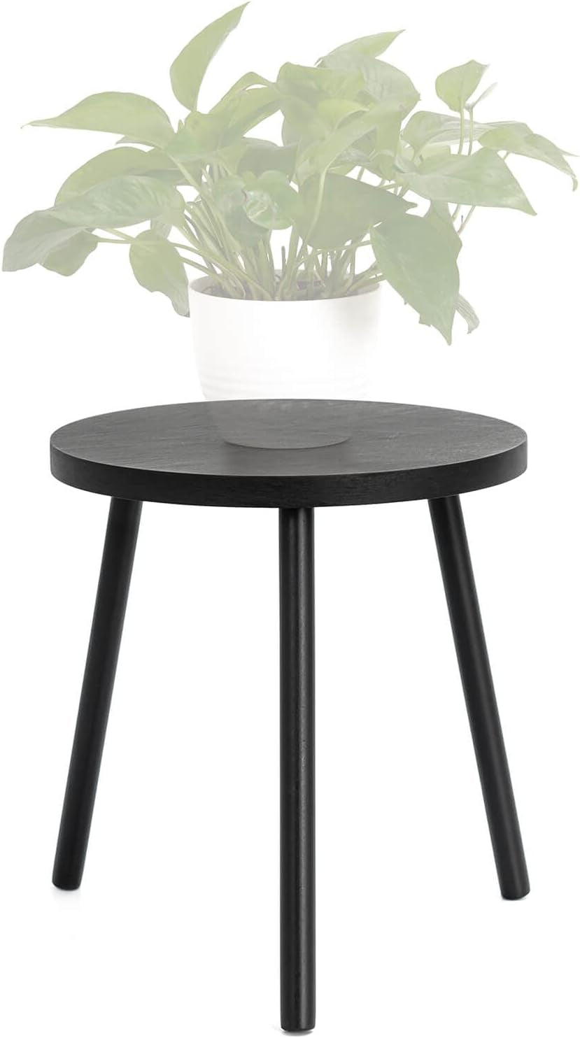 Indoor Plant Stand, Mid Century Wood Plant Stand Tall Plant Table for Flower Pots, Small round Side Table, End Table, Modern Home Décor - Black (Planter Not Included)