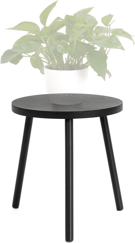Indoor Plant Stand, Mid Century Wood Plant Stand Tall Plant Table for Flower Pots, Small round Side Table, End Table, Modern Home Décor - Black (Planter Not Included)