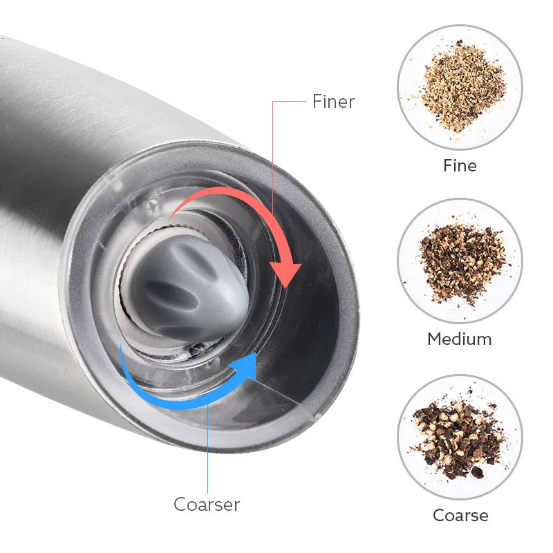 Gravity Induction Electric Salt and Pepper Grinder Set with USB Charging - Premium Kitchen Spice Shakers and Seasoning Bottles